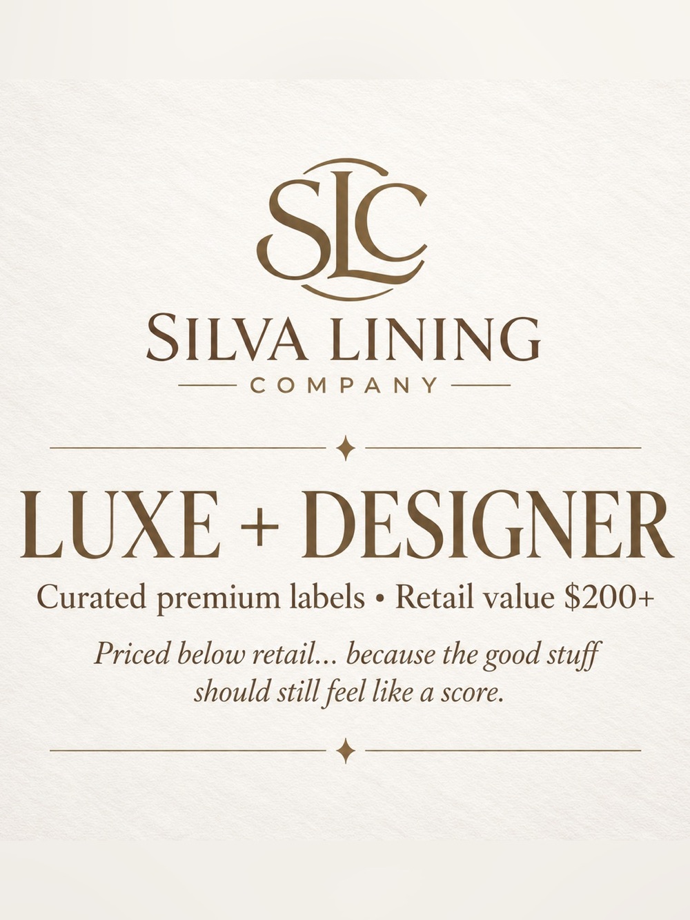 Silva Lining Luxe Designer Typography Print in Gold on Cream